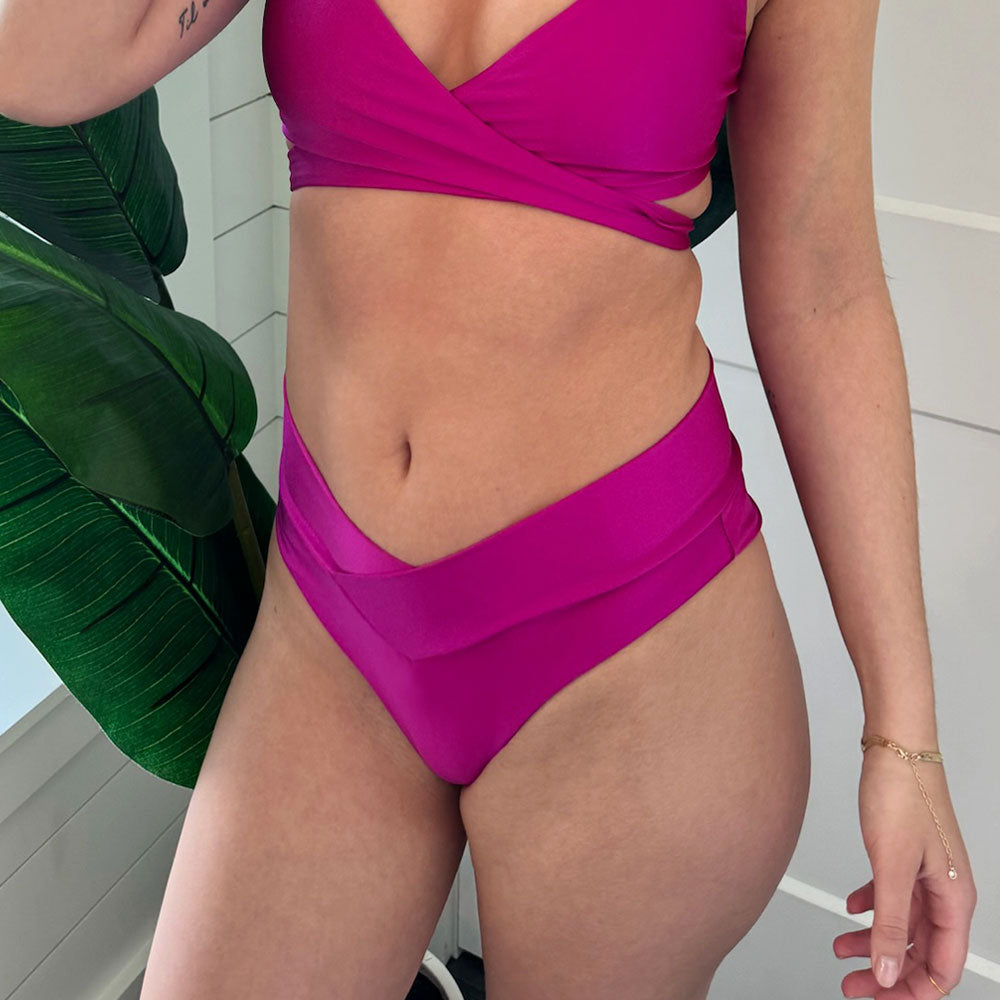 Pretty in Pink Cross Over Full Coverage Bikini Bottoms