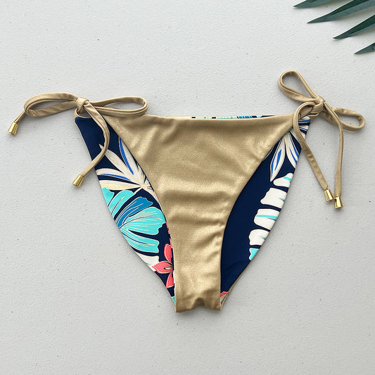 Hawaiian Holdiay + Golden Sands Reversible High Cut Tie Side Full Coverage Bikini Bottom
