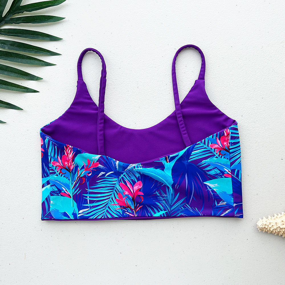 Blue Lagoon + Paradise Purple Reversible Bralette Scoop Bikini Top