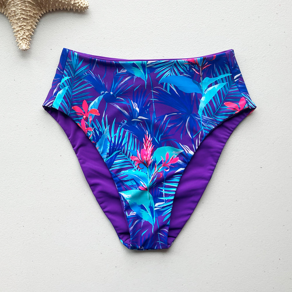 Blue Lagoon + Purple Paradise Reversible High-Waisted Bikini Bottom