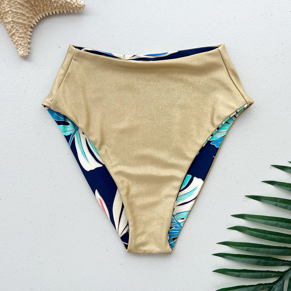 Hawaiian Holdiay + Golden Sands Reversible High-Waisted Bikini Bottom