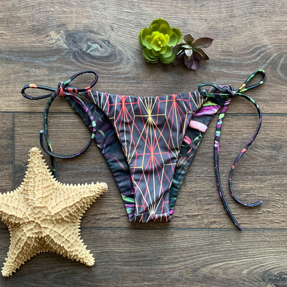 Summer Sunset + Kaleidoscope Reversible String Bikini Bottom