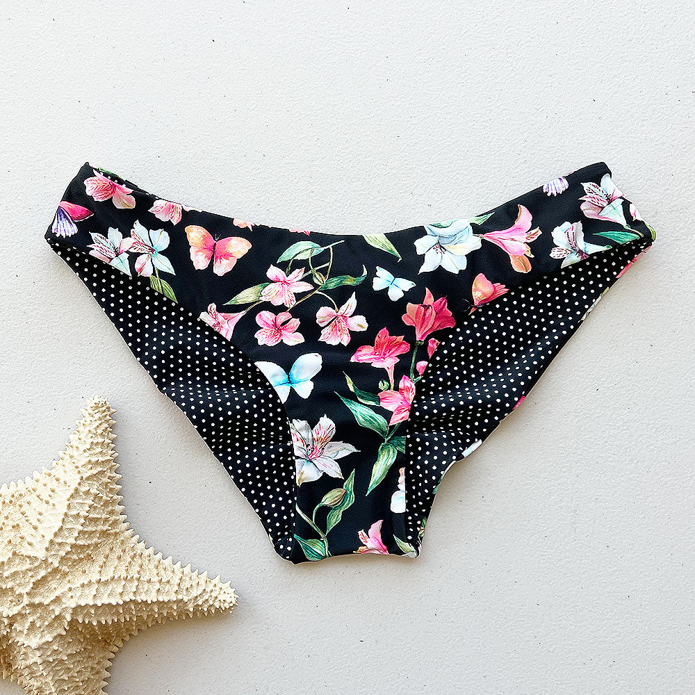 Petals + Polk-a-dots Reversible Cheeky Bikini Bottom