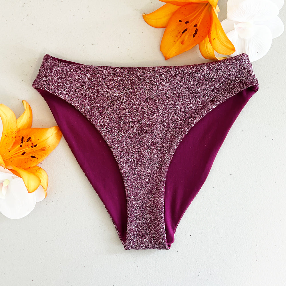 Plum Paradise Shimmering Bikini Bottom – swoonswimwear