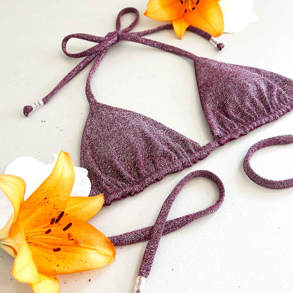 Plum Paradise Shimmering Triangle Bikini Top