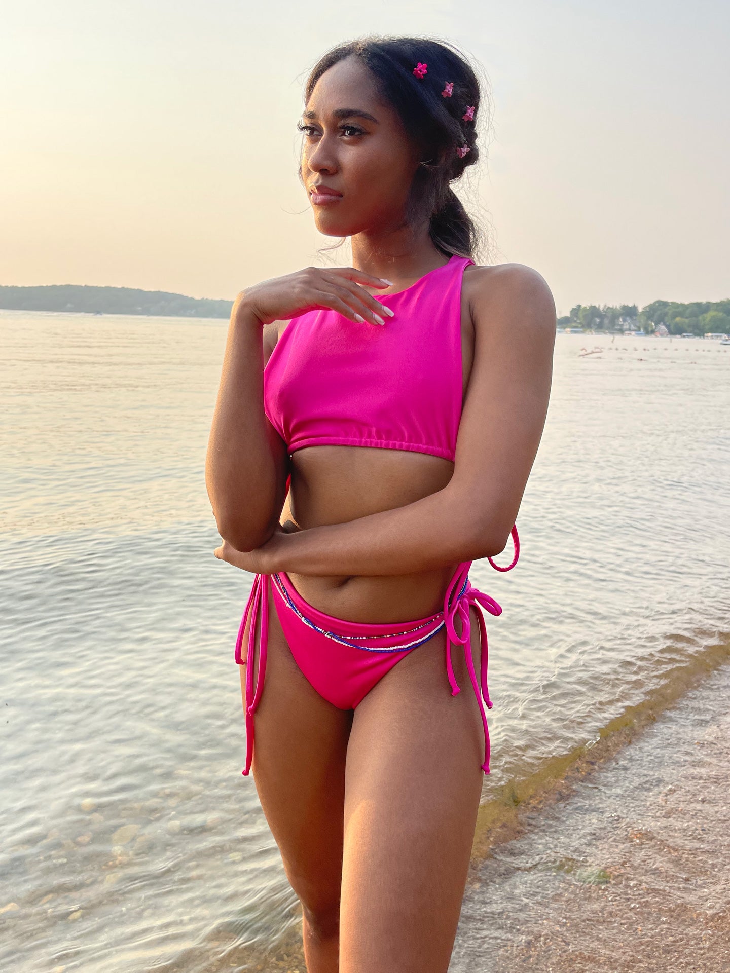 Pink High Cut Tie-Side Bikini Bottoms – swoonswimwear