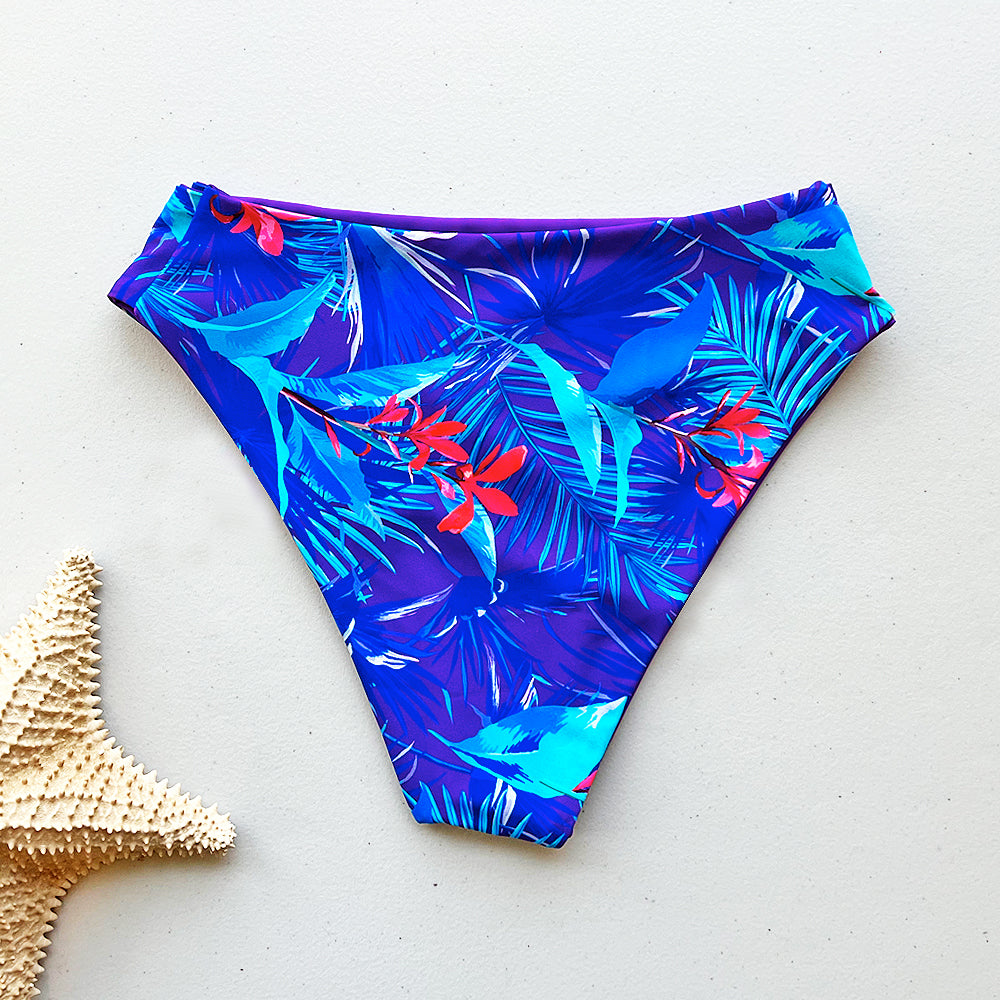 Blue Lagoon Tie-Front High-Waisted Bikini Bottom
