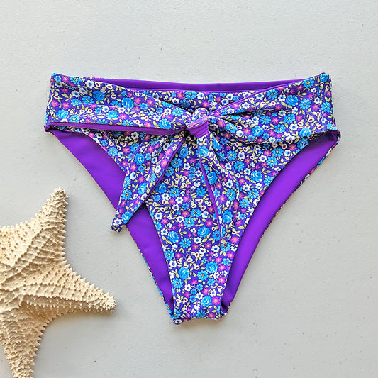 Flirty Flowers Tie-Front High-Waisted Bikini Bottom