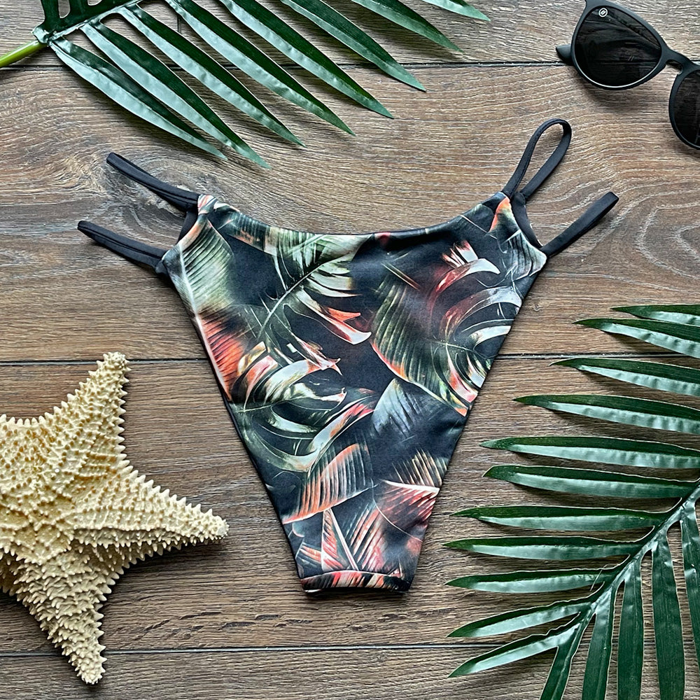 Organic Palm + Repreve® Bohemian Black Reversible Strappy Bikini Botto –  swoonswimwear
