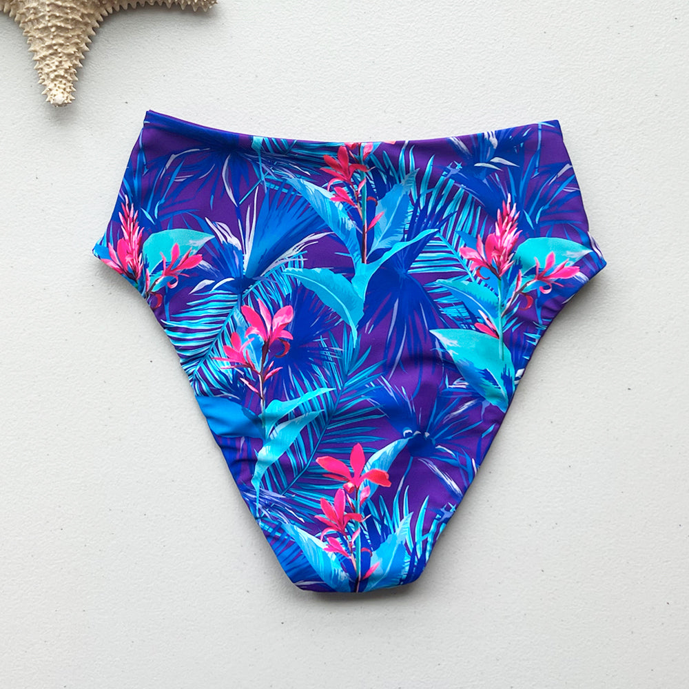 Blue Lagoon + Purple Paradise Reversible High-Waisted Bikini Bottom