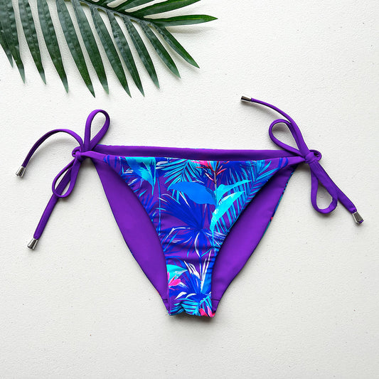 Blue Lagoon + Paradise Purple Reversible High Cut Tie Side Full Coverage Bikini Bottom