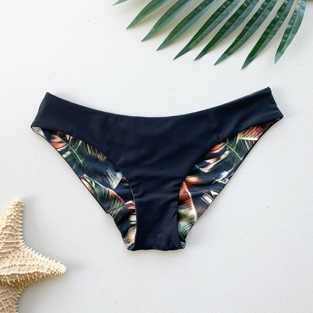 Organic Palms + Repreve® Bohemian Black Reversible Cheeky Bikini Bottom