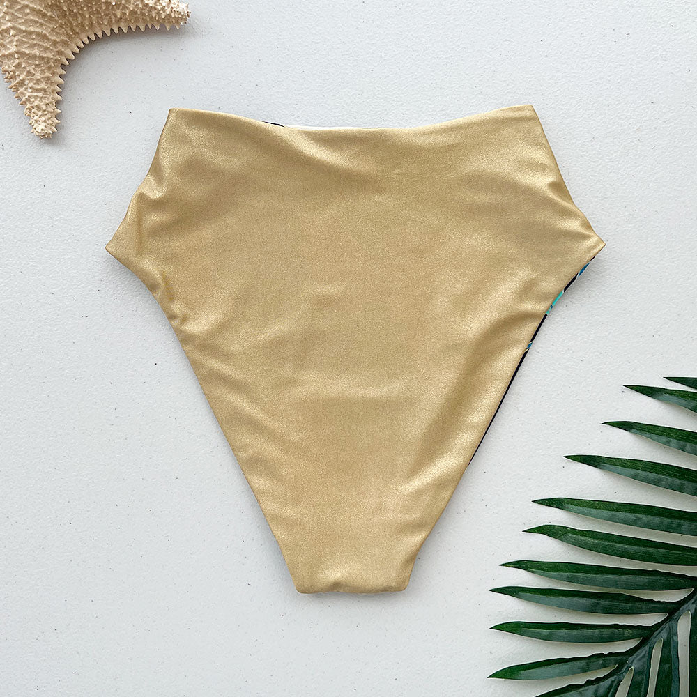 Hawaiian Holdiay + Golden Sands Reversible High-Waisted Bikini Bottom