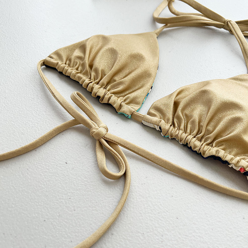 Hawaiian Holiday + Golden Sands Reversible Triangle Bikini Top