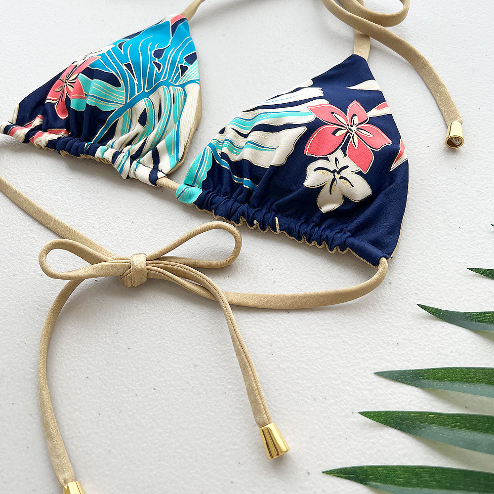 Hawaiian Holiday + Golden Sands Reversible Triangle Bikini Top