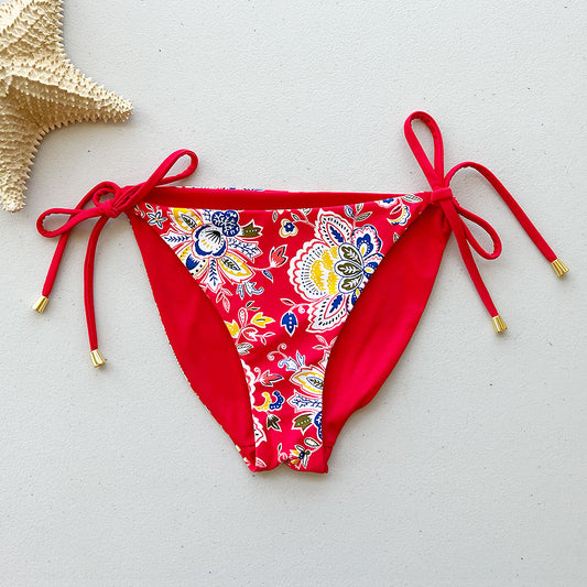 Tahitian Sunrise + Repreve® Red Reversible High Cut Tie Side Full Coverage Bikini Bottom