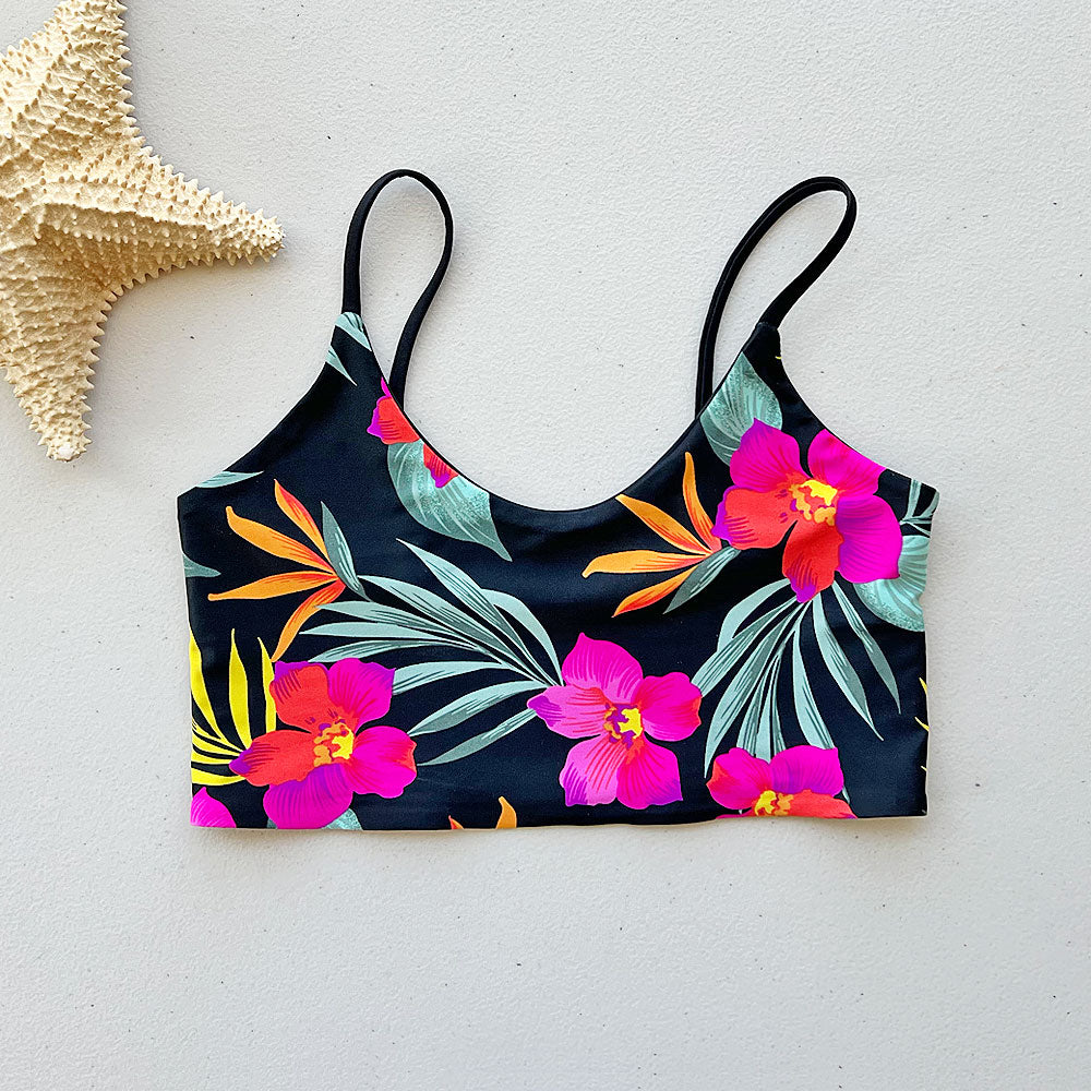 Tropical Crush + Bohemian Black Bralette Scoop Neck Bikini Top