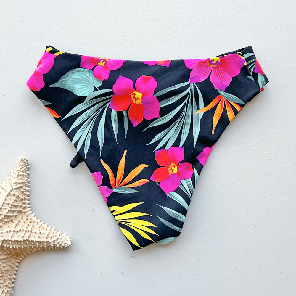 Tropical Crush Tie-Front High-Waisted Bikini Bottom