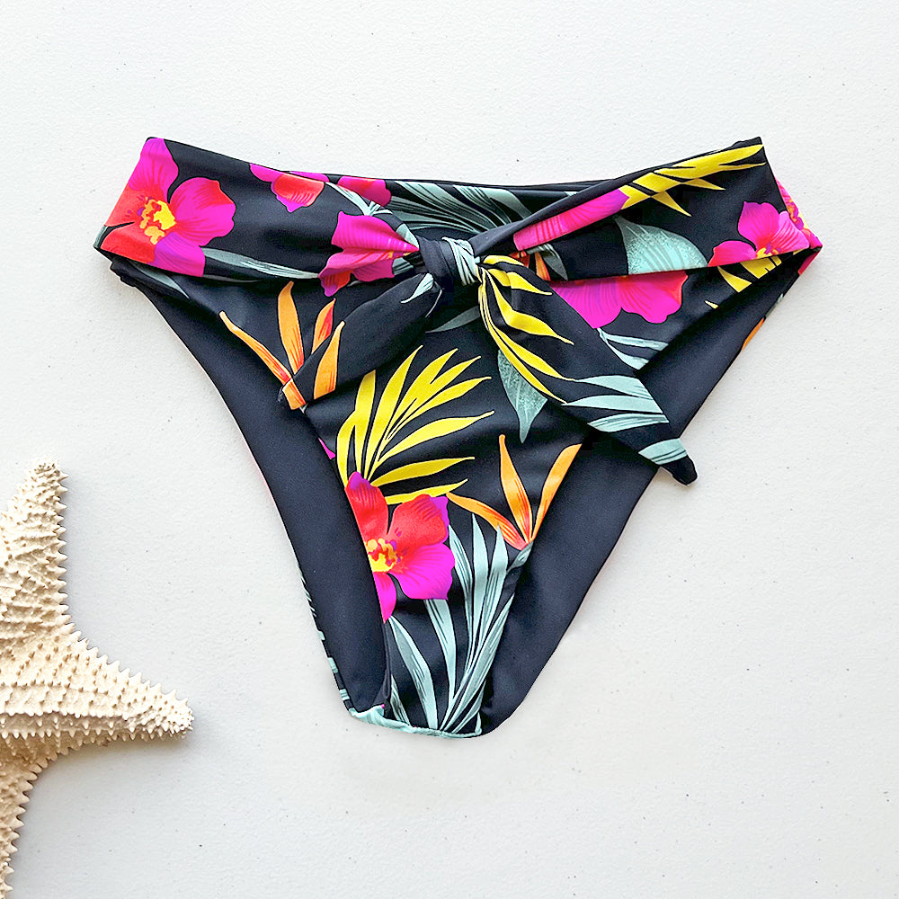 Tie front high waisted cheap bikini bottom