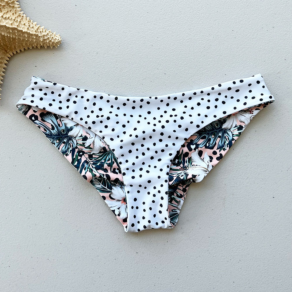 Pastel Palms + White Leopard Reversible Cheeky Bikini Bottom ...